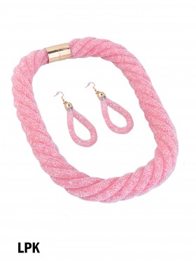SPARKLE TUBE TWIST NECKLACE AND EARRING SET